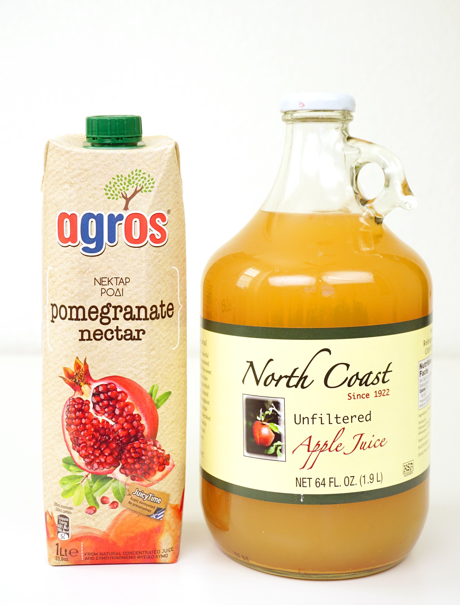 pomegranate nectar and apple juice