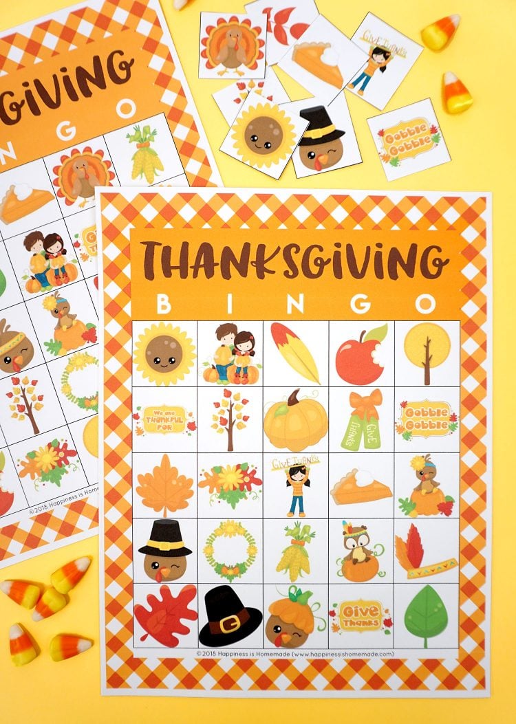 free printable thanksgiving bingo game