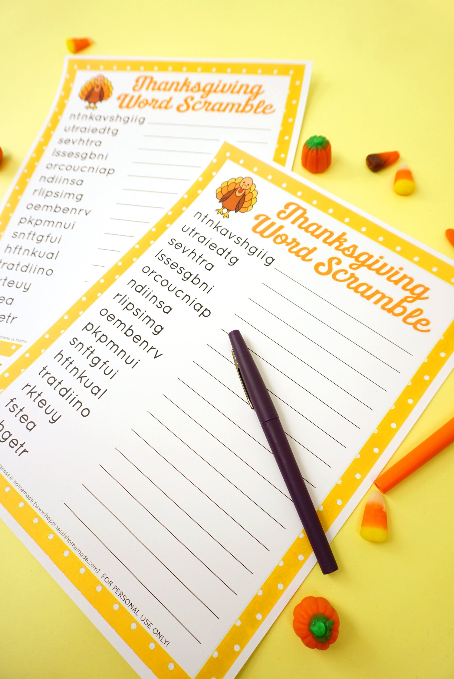 printable thanksgiving word scramble puzzle