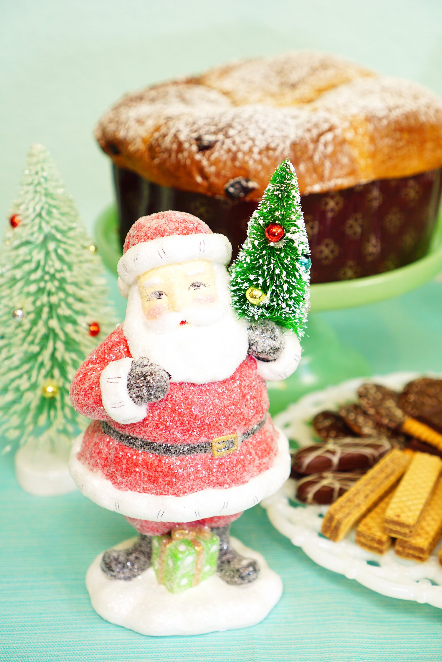 cute santa decoration from world market on table