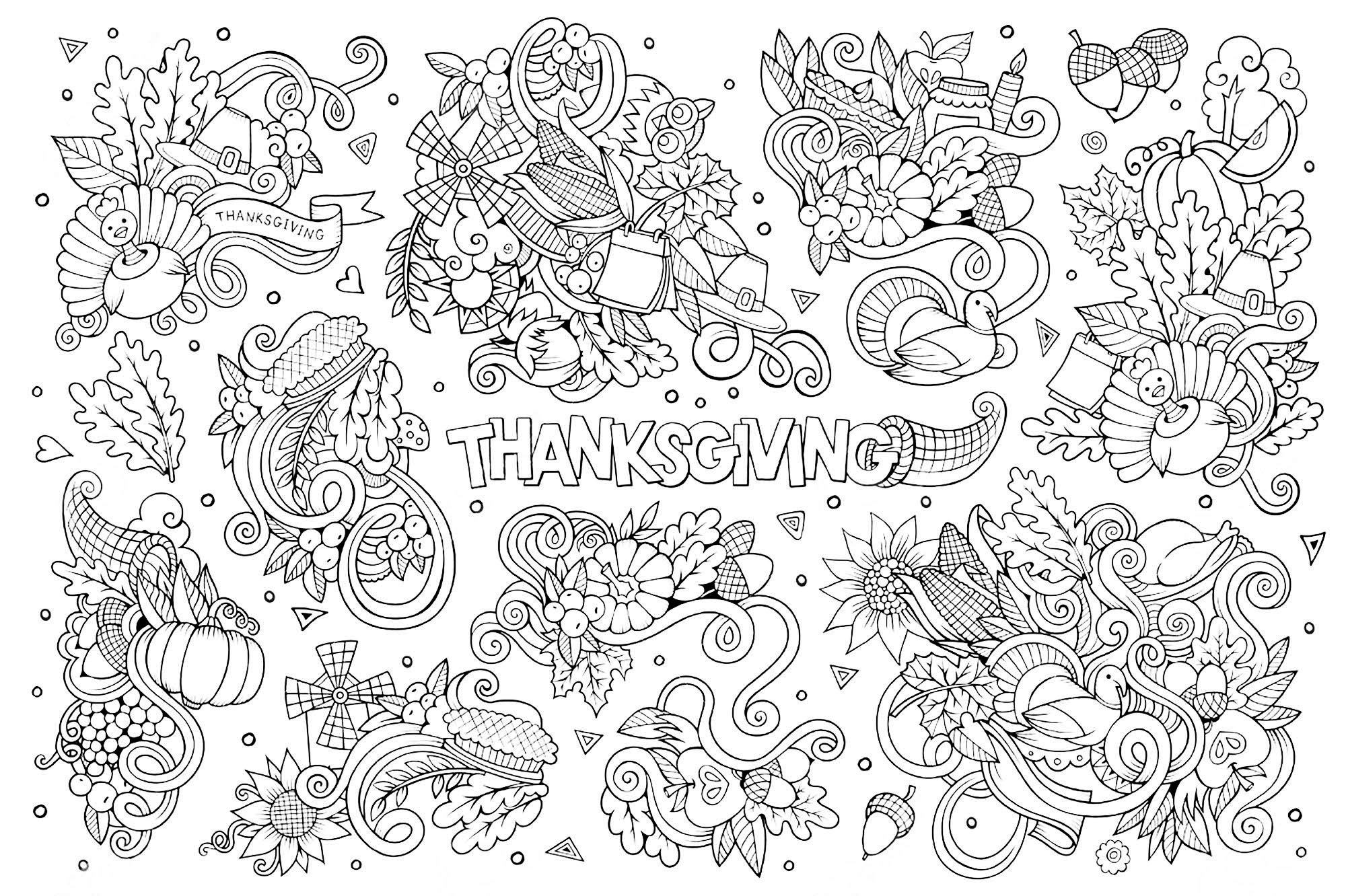 FREE Thanksgiving Coloring Pages for Adults & Kids - Happiness is Homemade