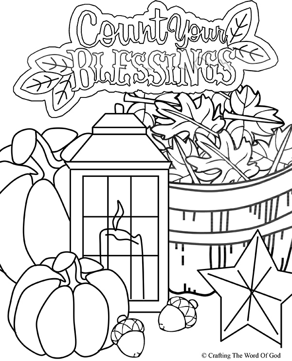 "Count Your Blessings" Thanksgiving coloring page graphic