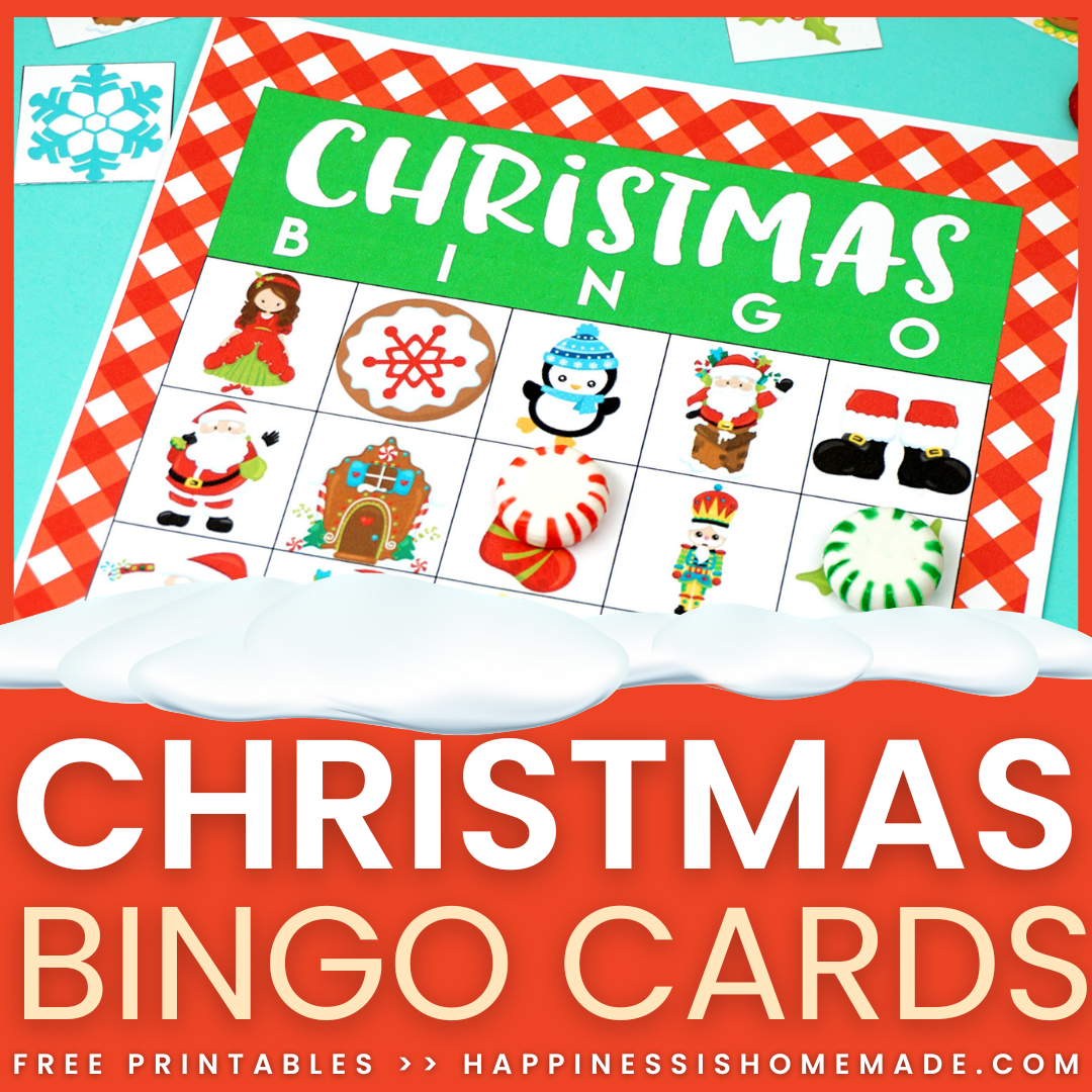 Christmas BINGO cards square graphic