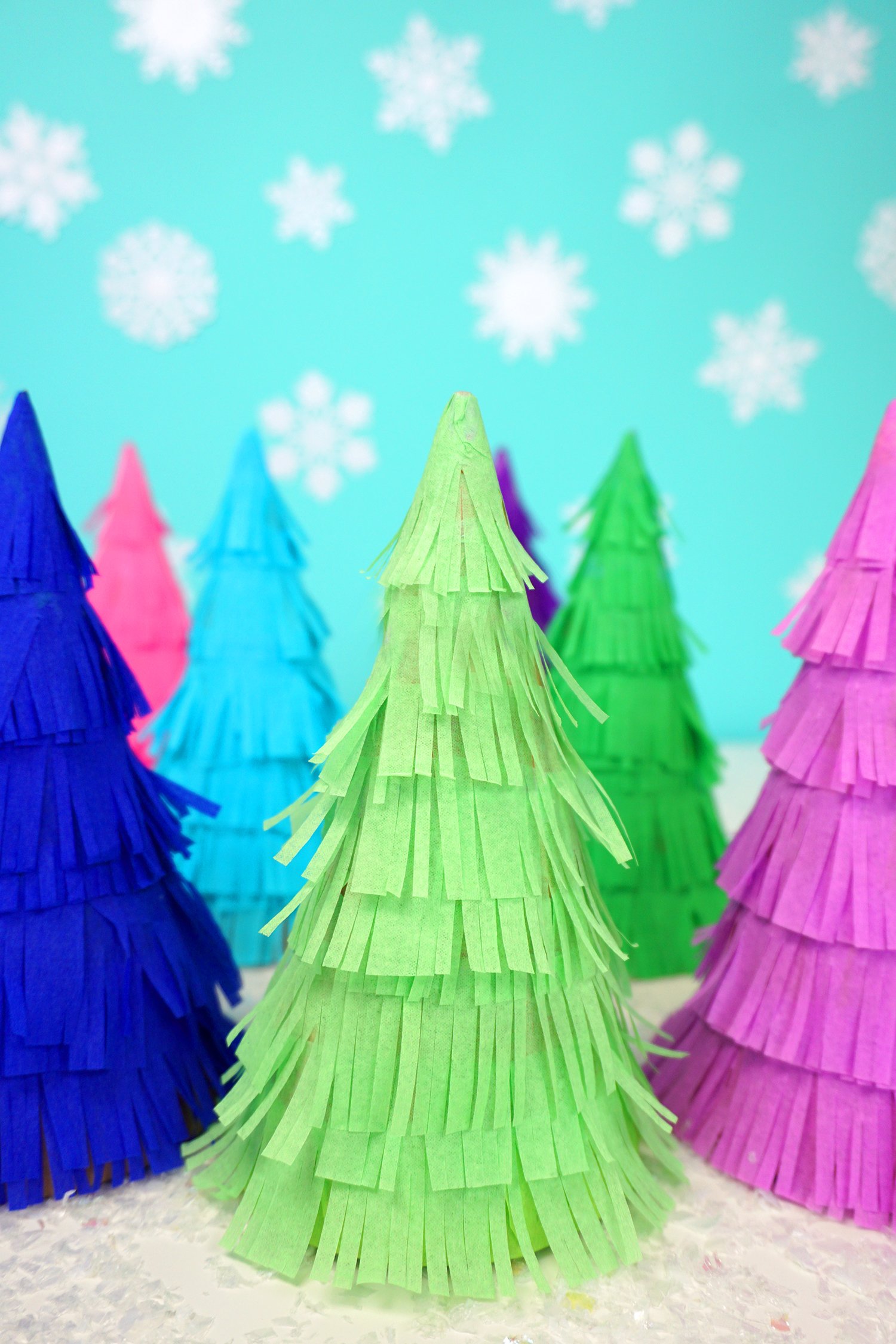 Mini Crepe Paper Pine Trees  Paper tree craft, Paper christmas