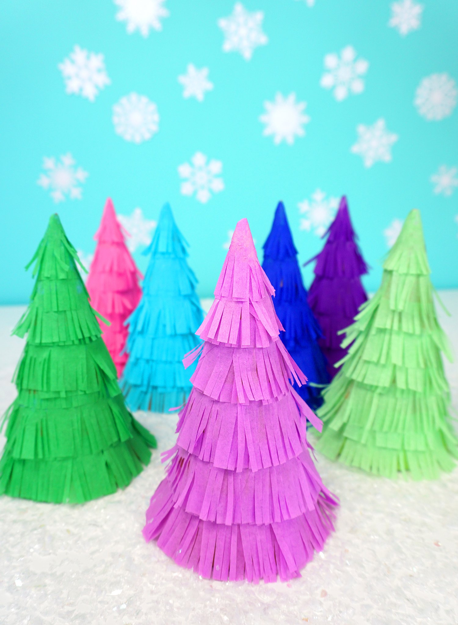 cute colored mini christmas trees