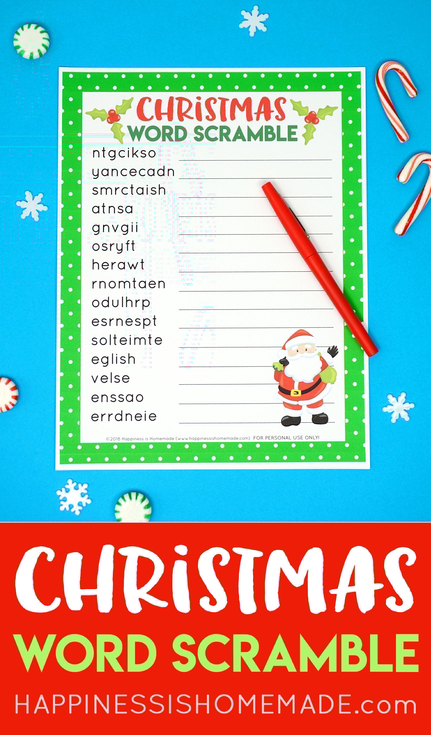 christmas word scramble printable