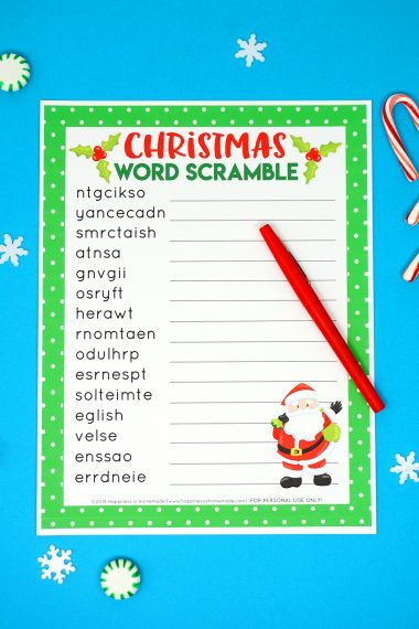 printable christmas word scramble game