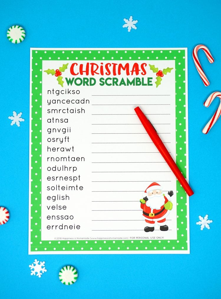 christmas word scramble printable christmas game for kids