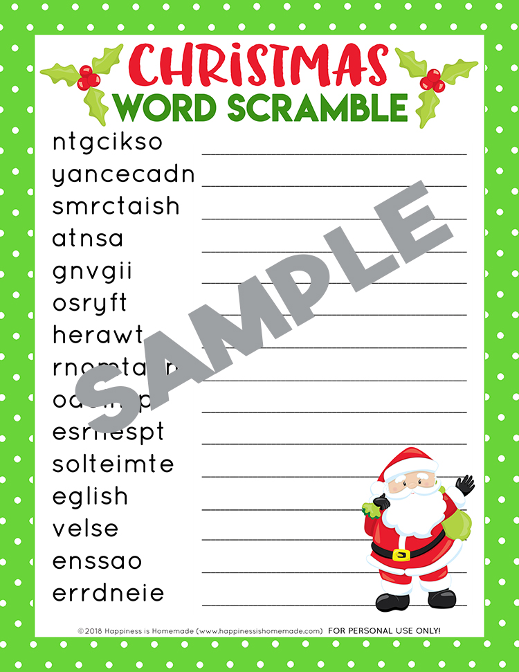 Christmas Word Scramble Printable - Happiness is Homemade