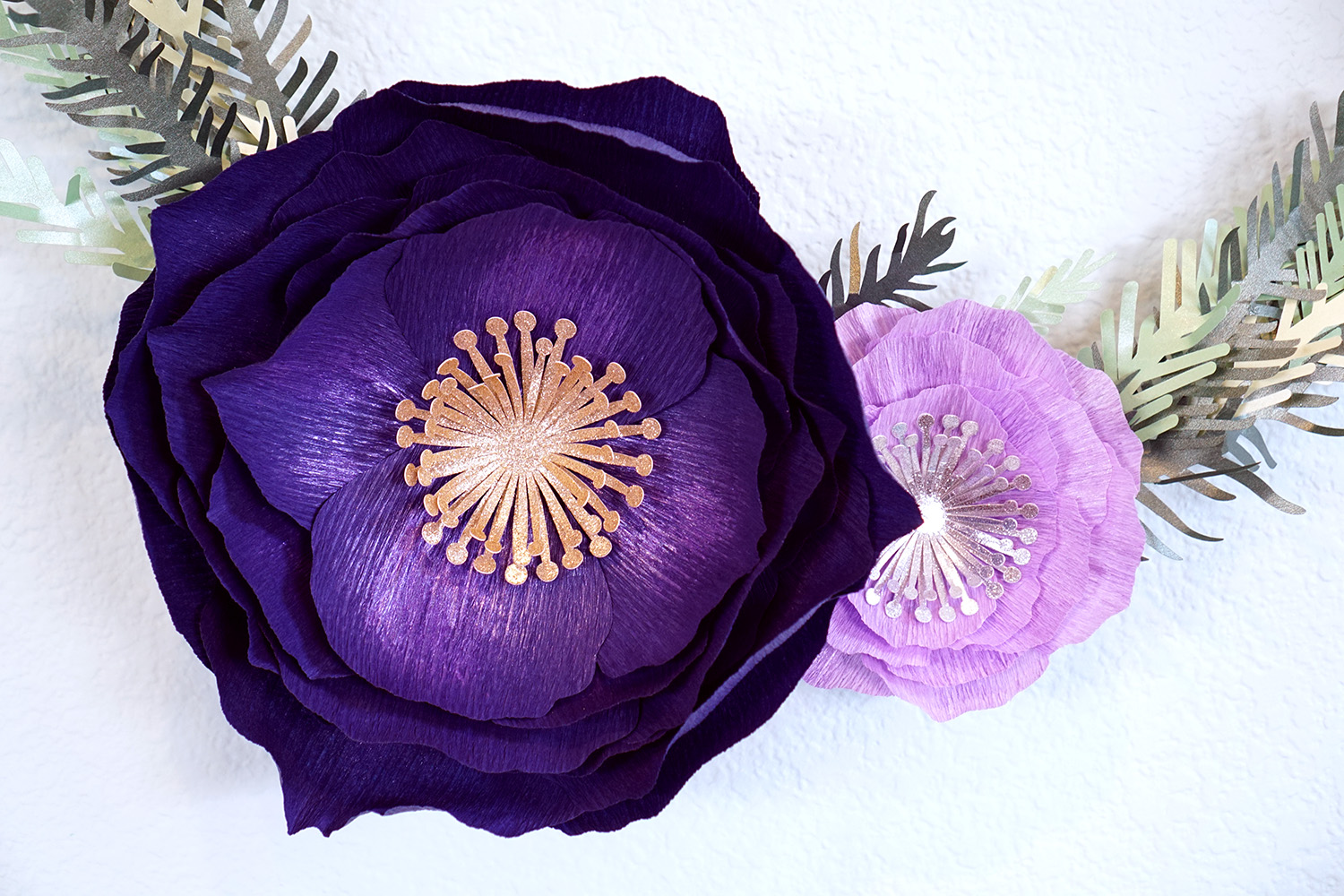 crepe paper flowers assembled and in a bunch