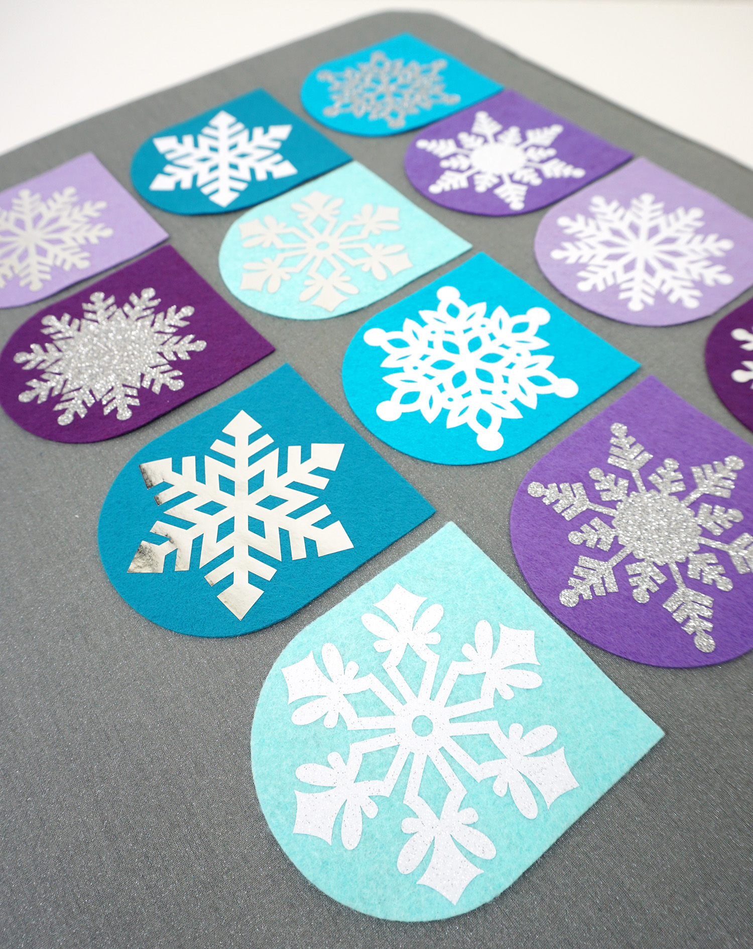 felt snowflake banner pieces cut out