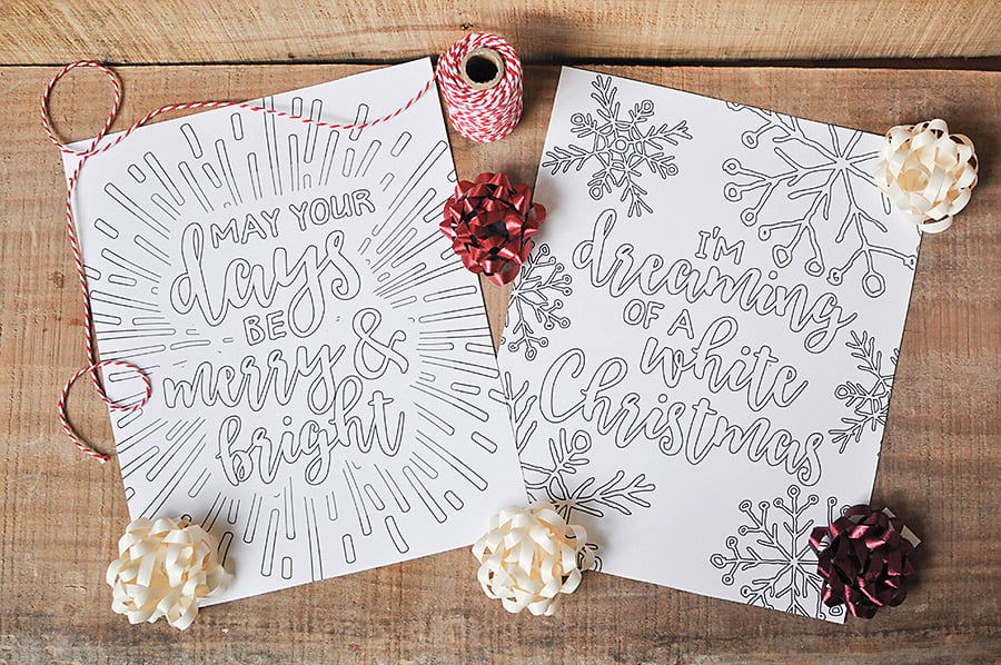 free printable christmas sayings coloring pages and bows