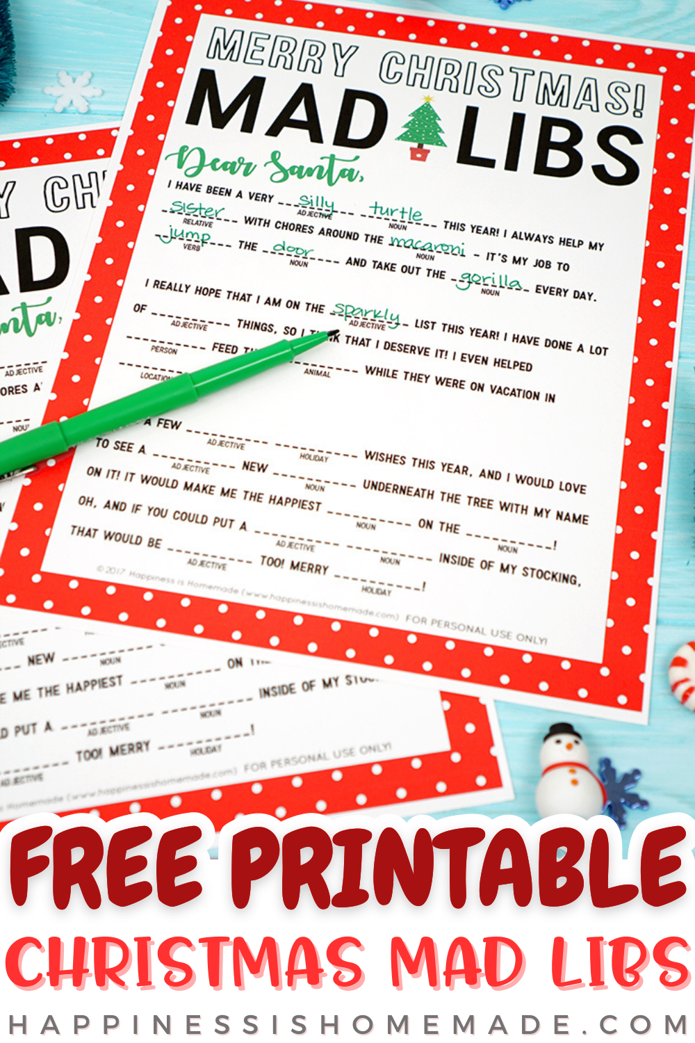 Free Printable Christmas Mad Libs