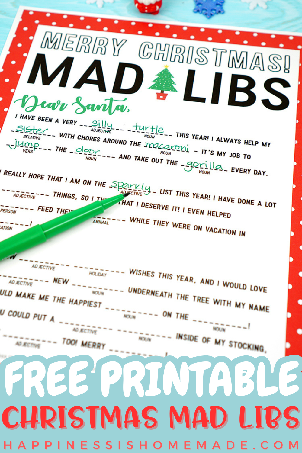 free printable christmas mad libs