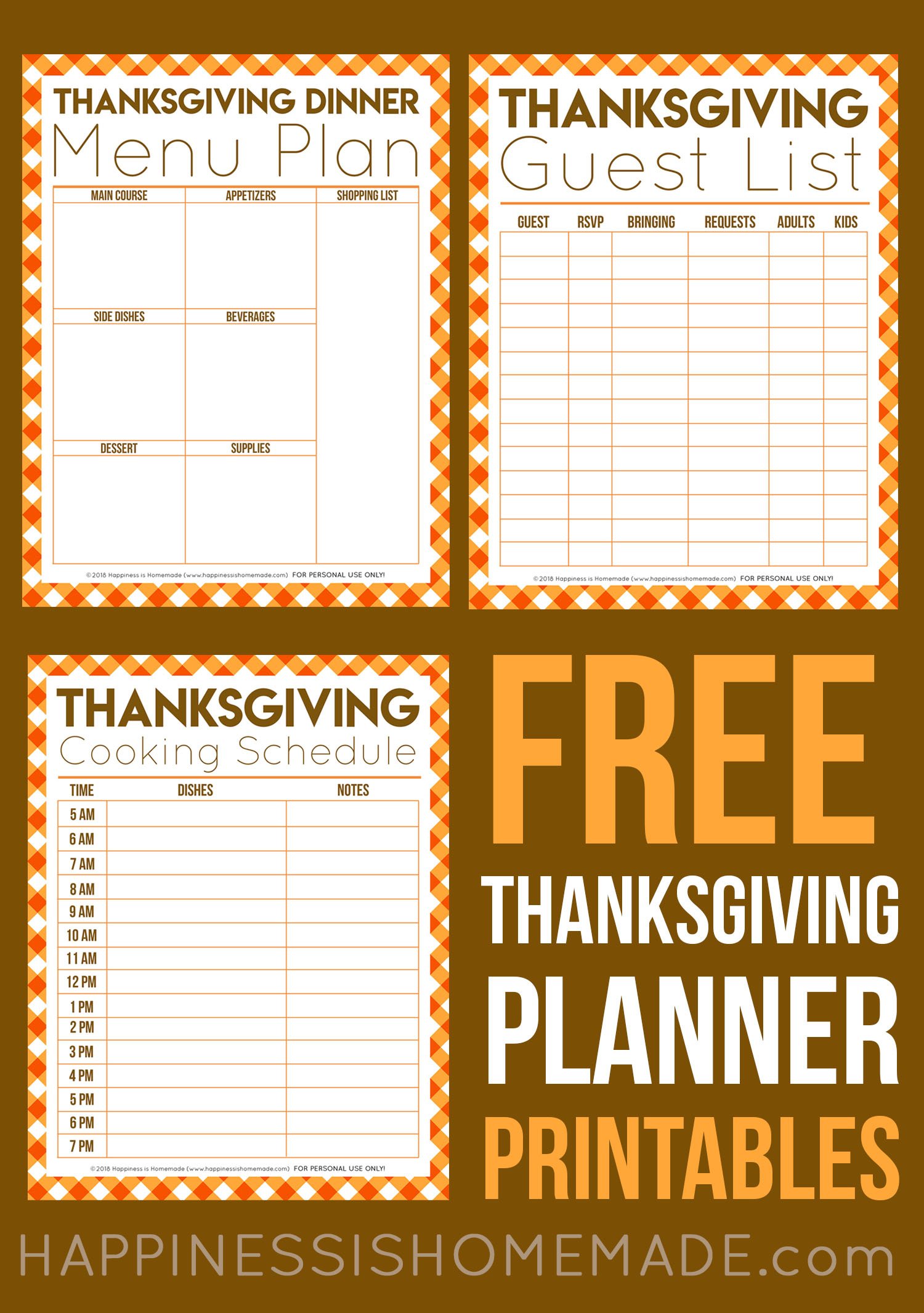 free thanksgiving planner printables