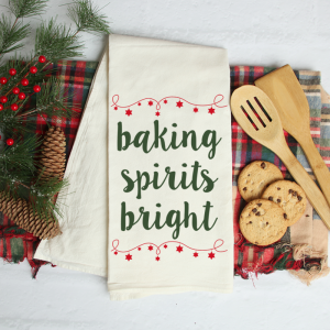 Baking Spirits Bright SVG on a towel