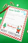 A Close Up of a Letter to Santa Printable on a Green Background