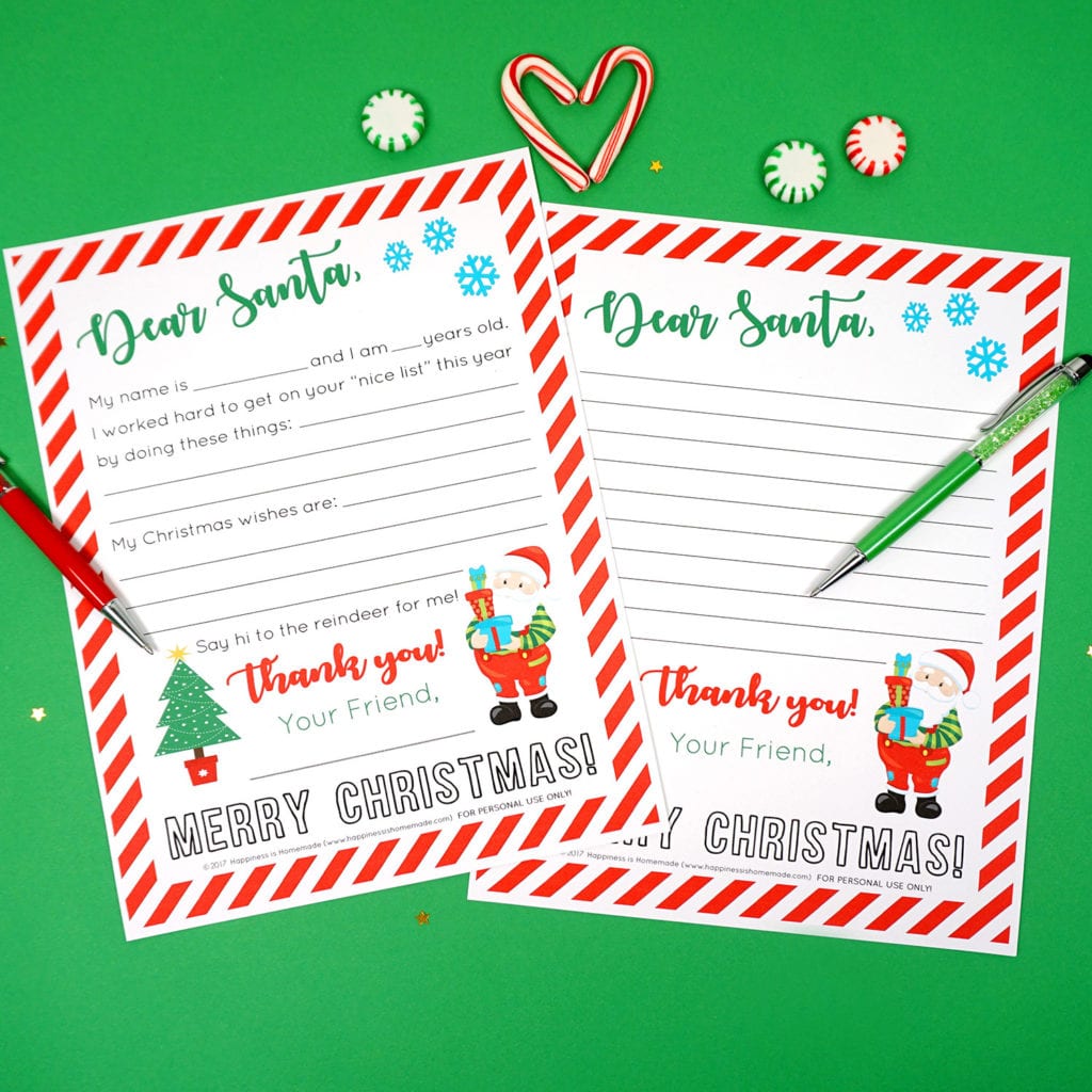 printable letters to santa 