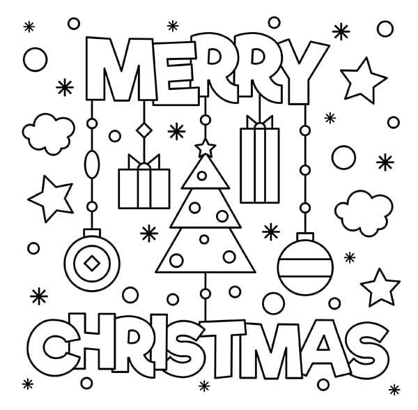 merry christmas coloring page for kids