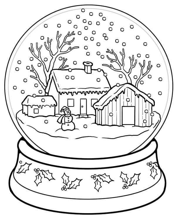 magic snow globe winter coloring pages for kids