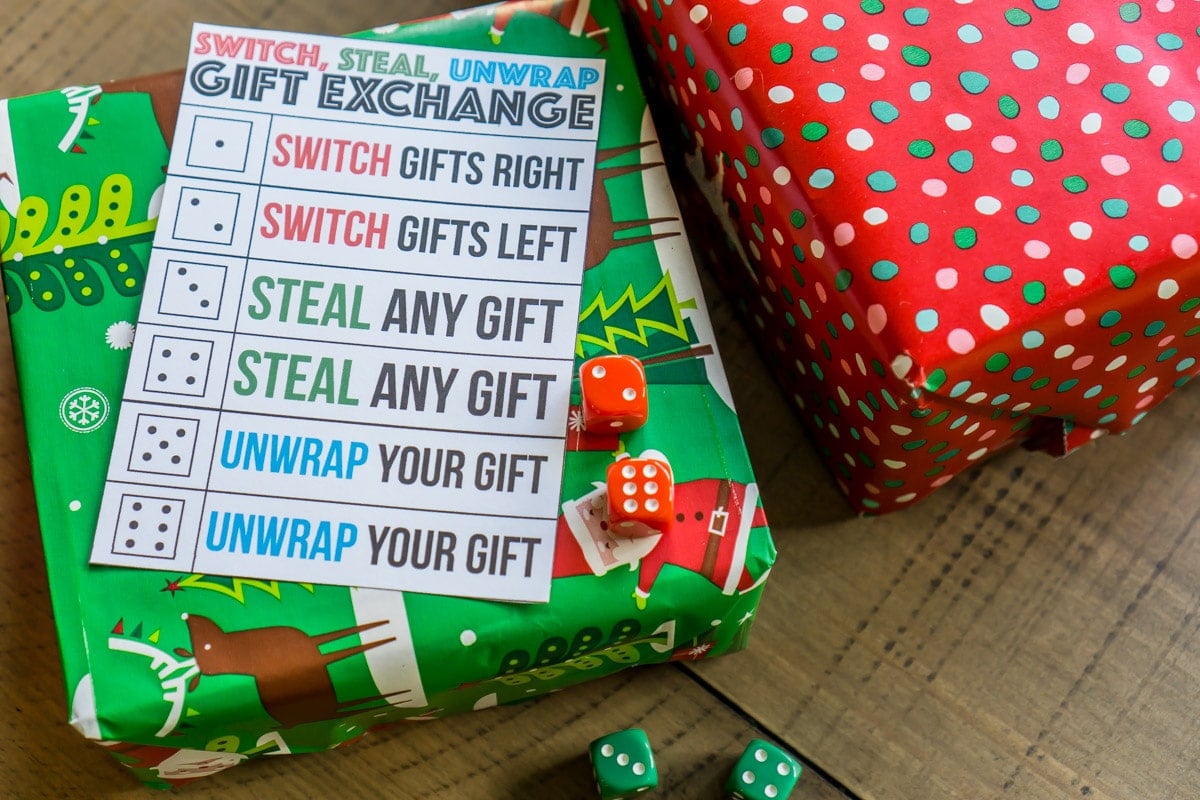 christmas gift exchange printable on presents