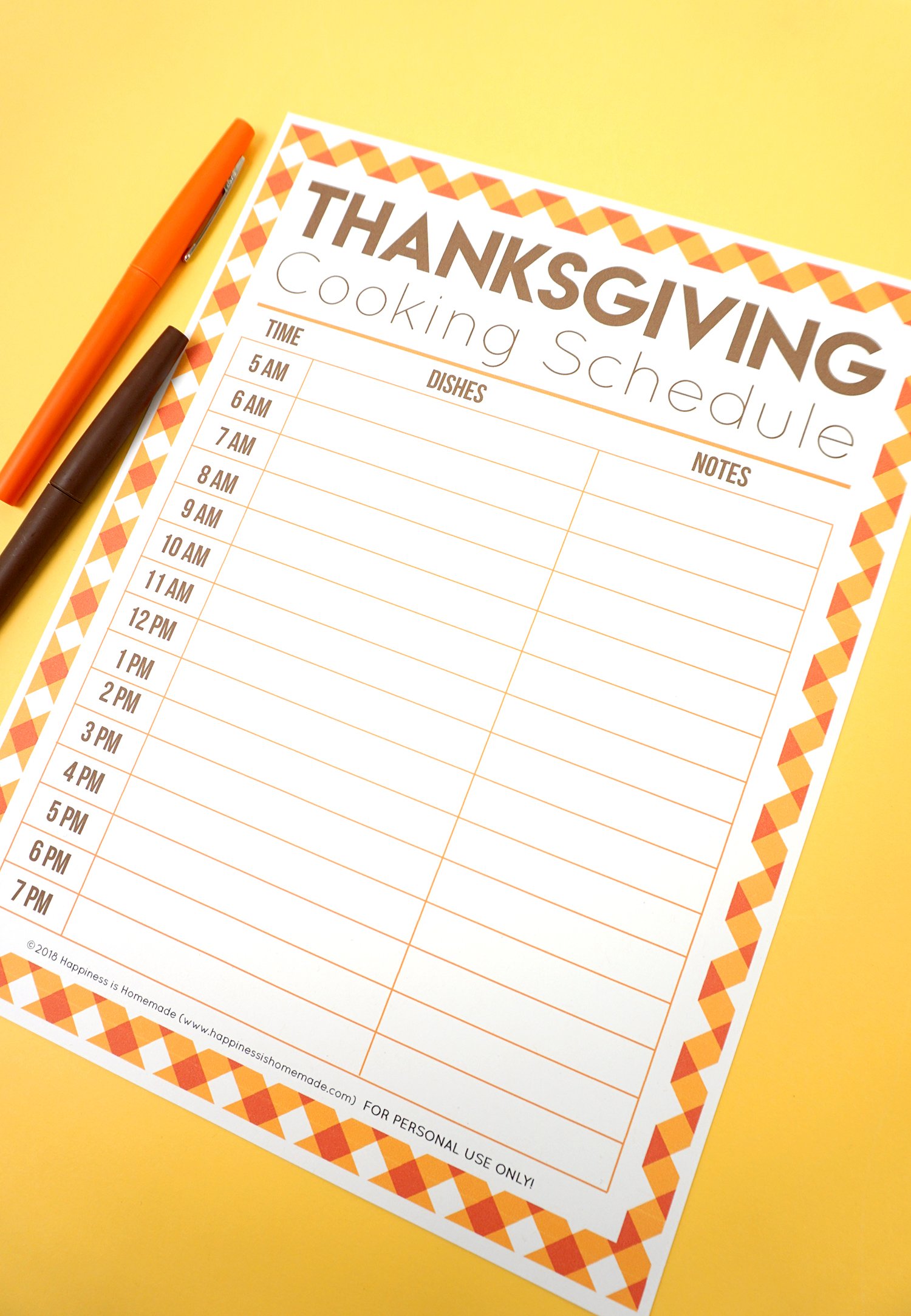 thanksgiving cooking schedule planner