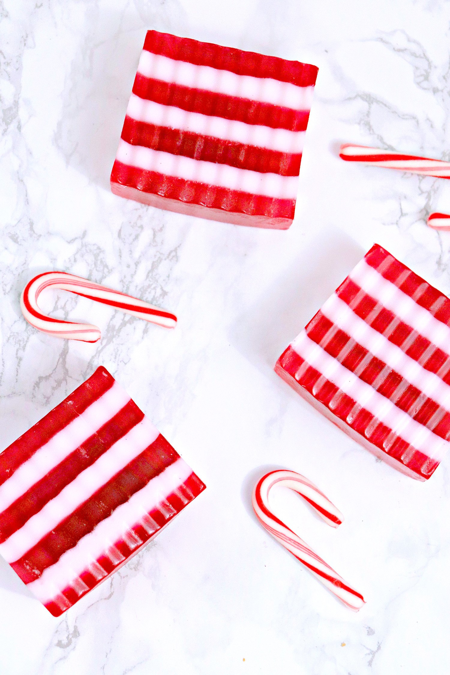 candy cane striped peppermint soap with candy canes