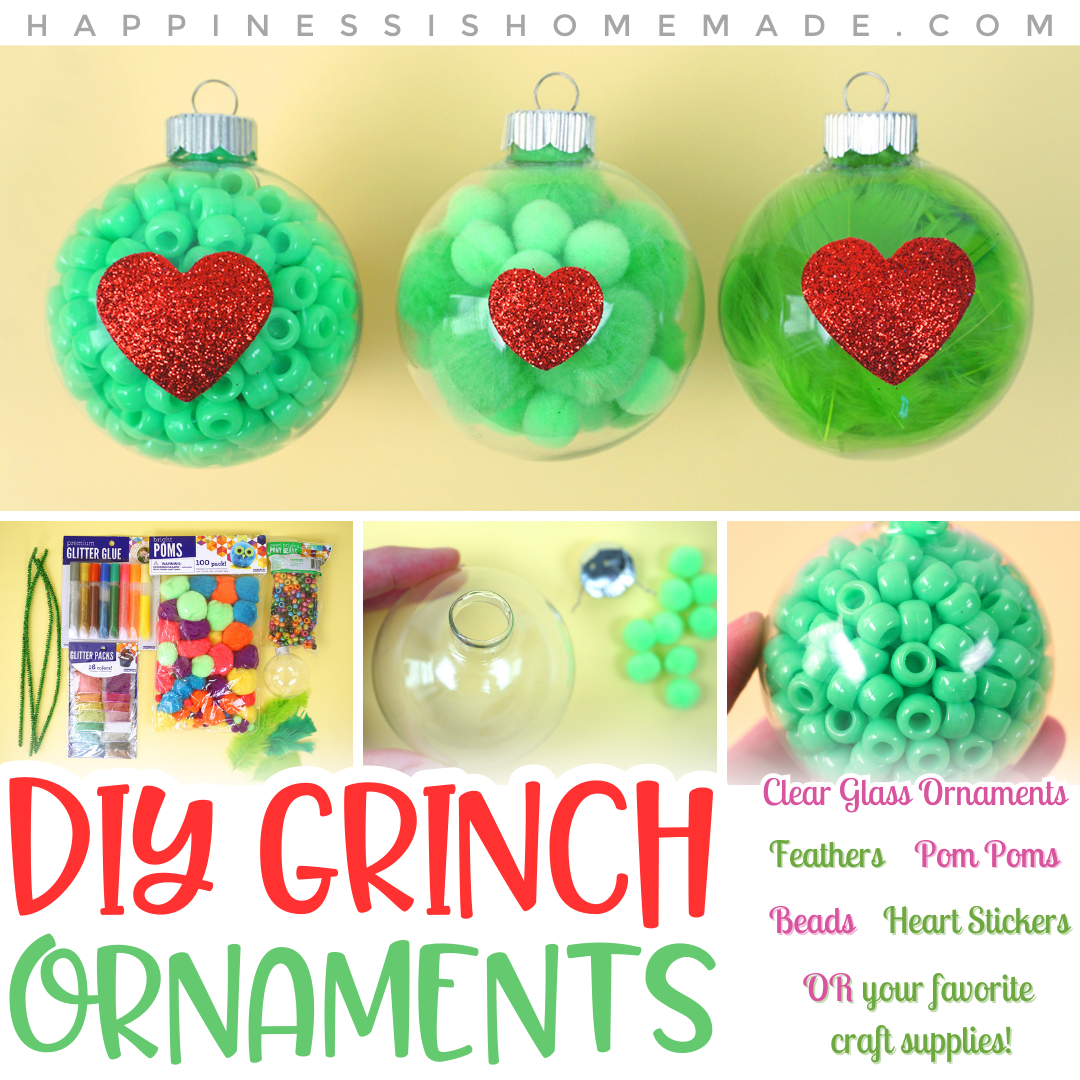 DIY Grinch Ornaments Square Recipe Card 