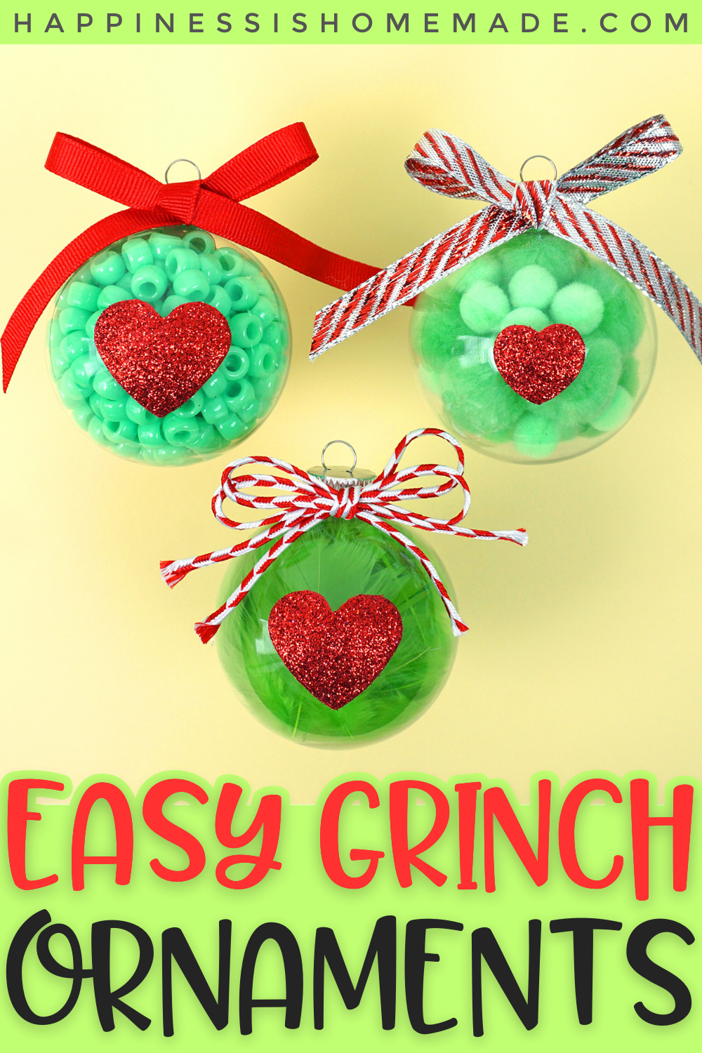 Easy Grinch Ornaments