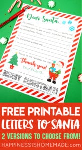 Free Printable Letter to Santa - Happiness is Homemade
