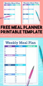 Printable Weekly Meal Planner Template - Happiness is Homemade