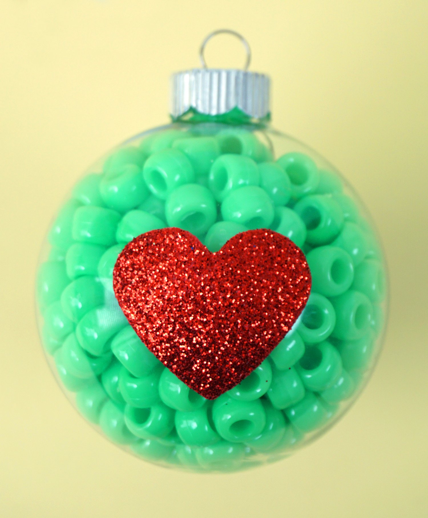 ornament with red glitter heart added
