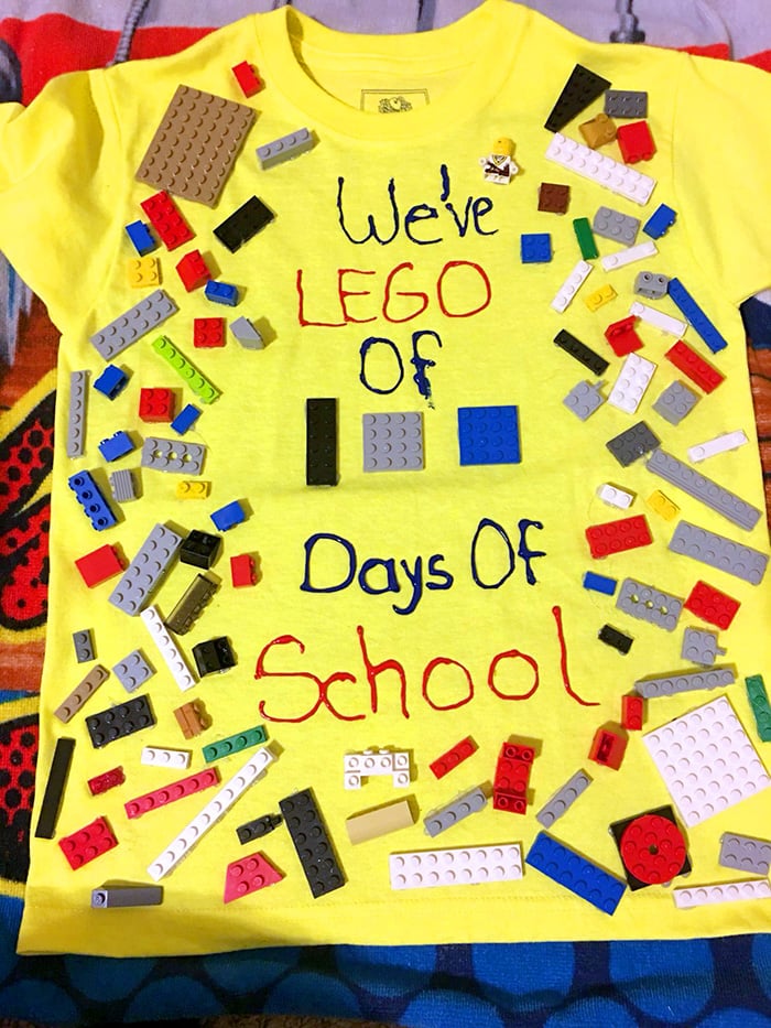 weve LEGO of 100 days of school LEGO shirt