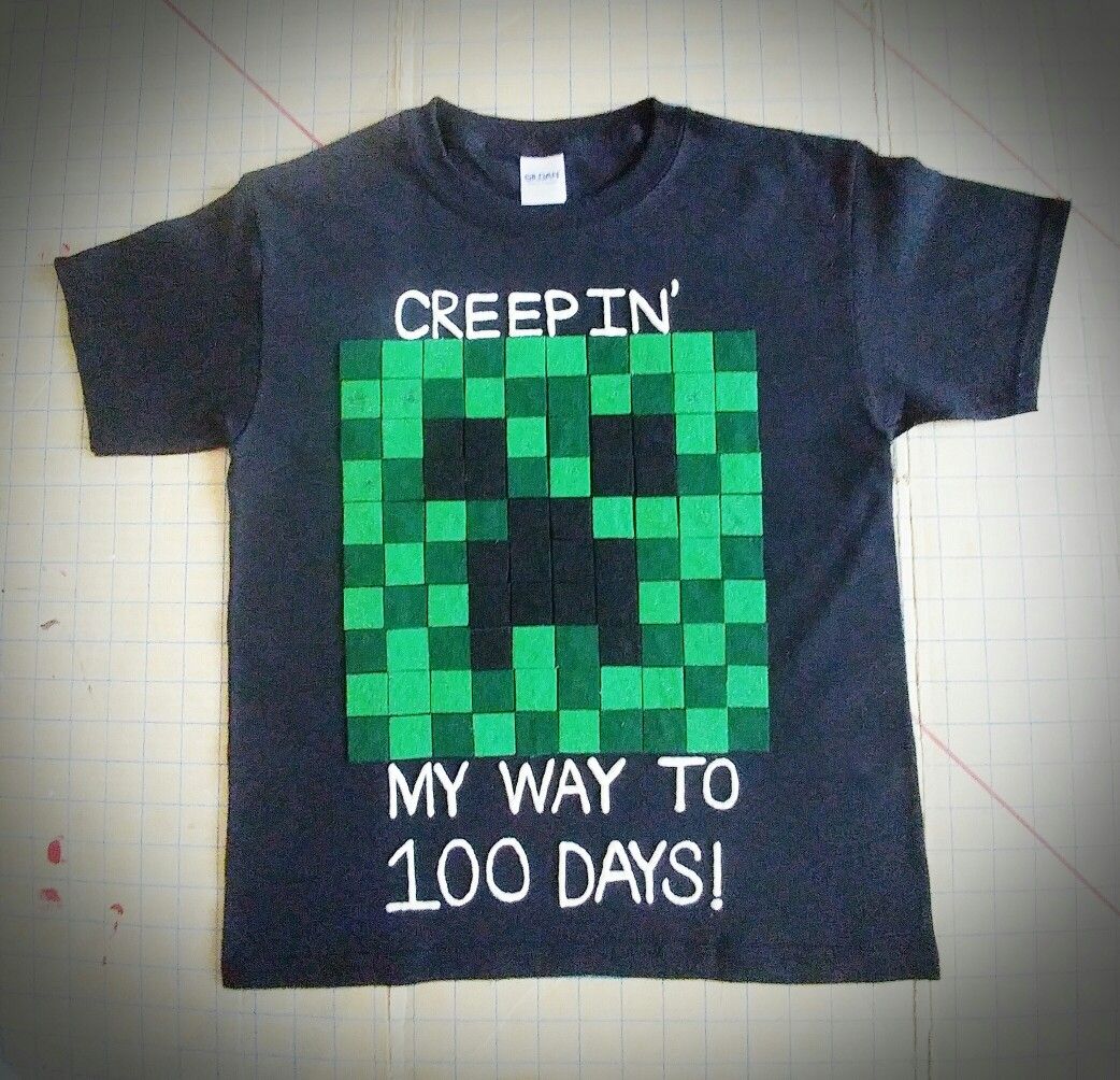 creepin my way to 100 days minecraft creeper shirt