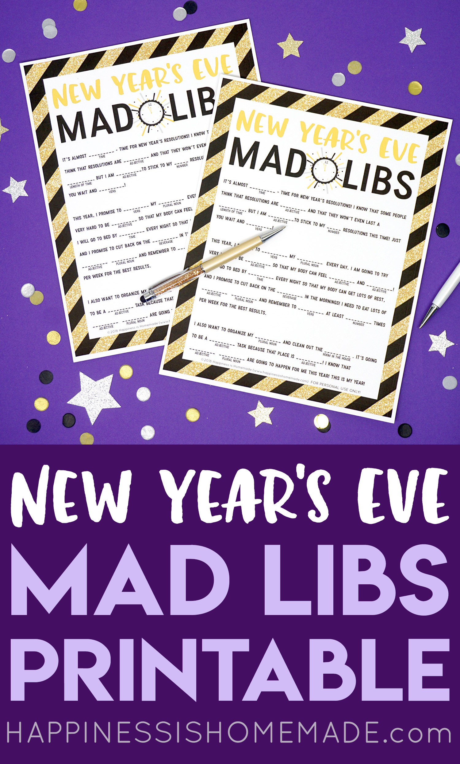 new years eve ,mad libs printable