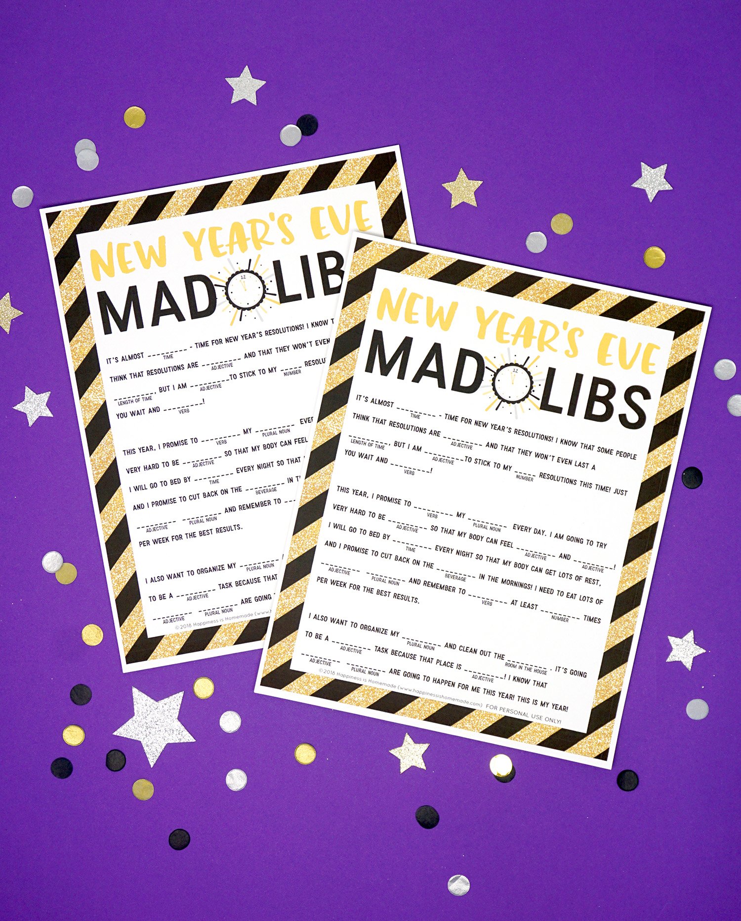 New Year’s Eve Mad Libs Printable