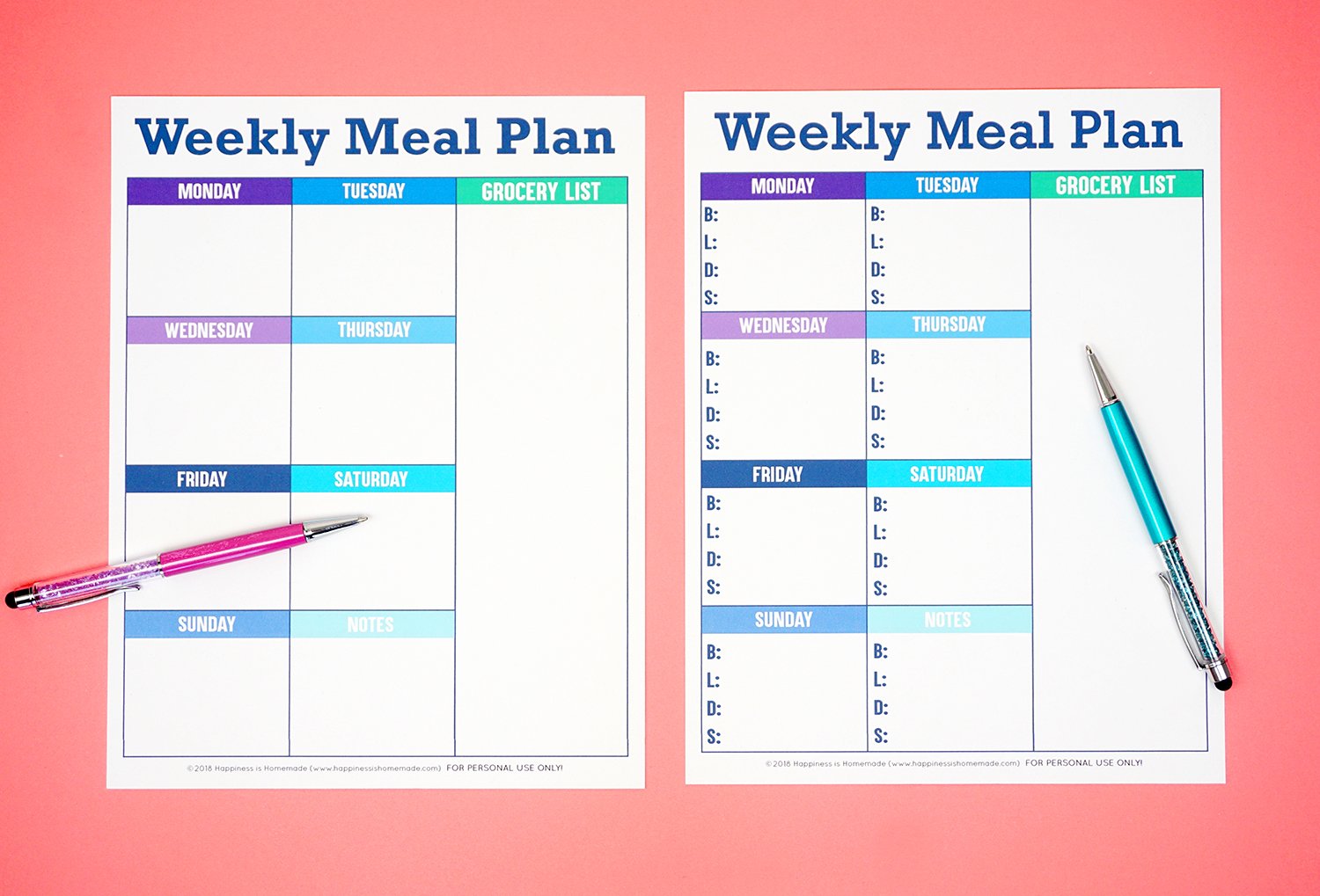 Weekly Meal Planner Chart Template