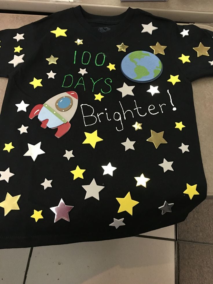 100 days brighter planet and star shirt