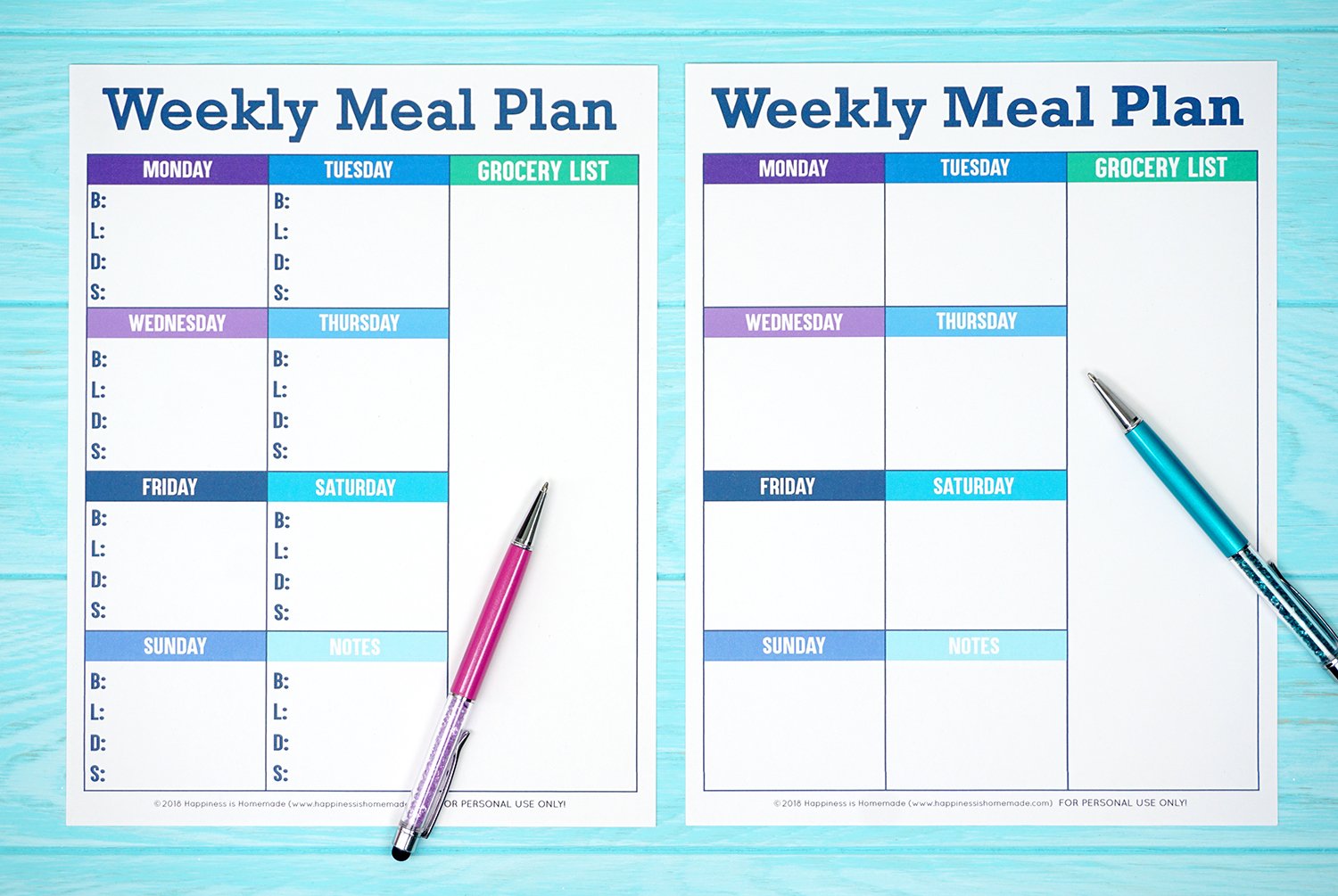 weekly meal planning menu guide printables
