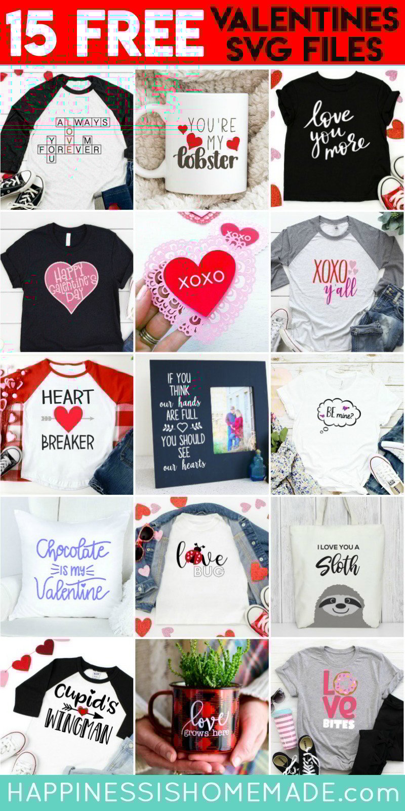 collage of free valentines svg file crafts
