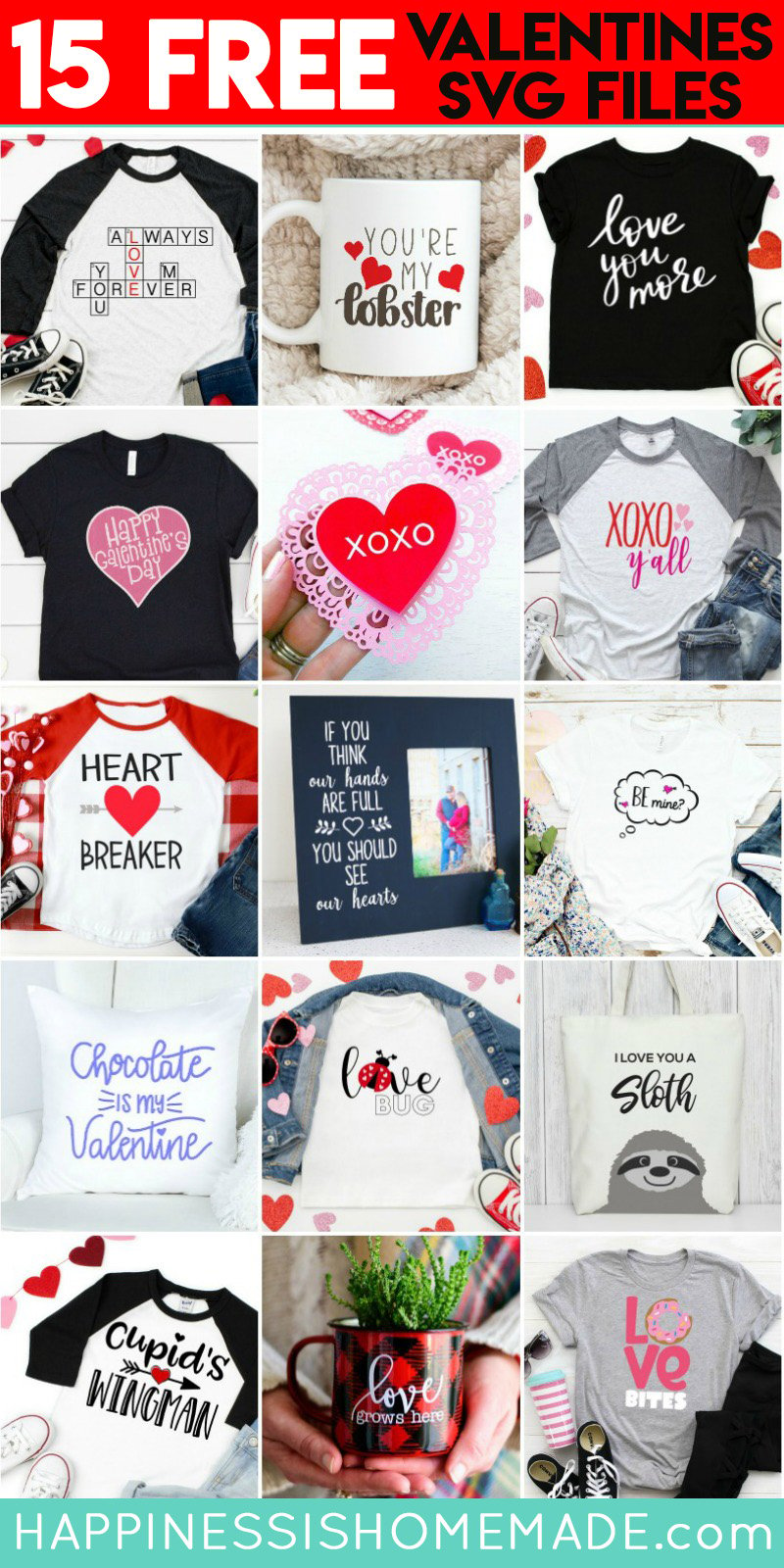 collage of free valentines svg file crafts