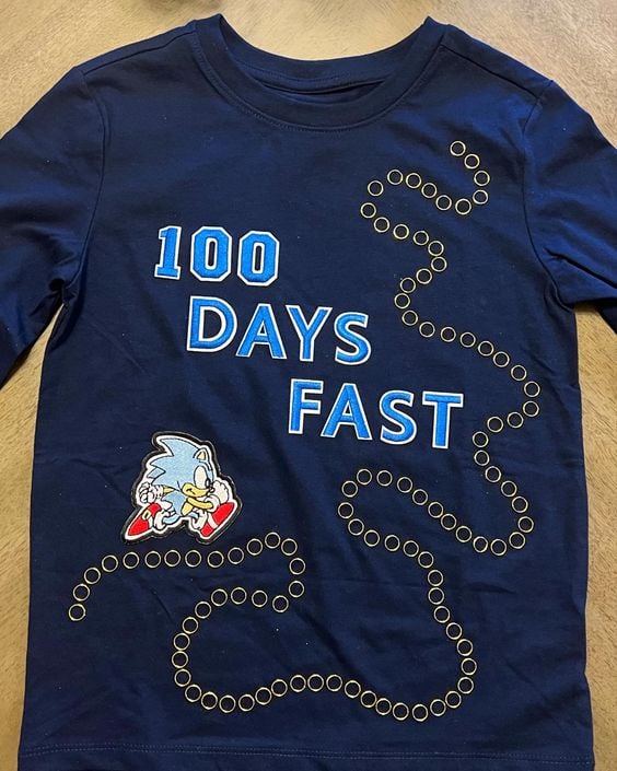 Sonic the hedgehog shirt for 100 days of school celebration