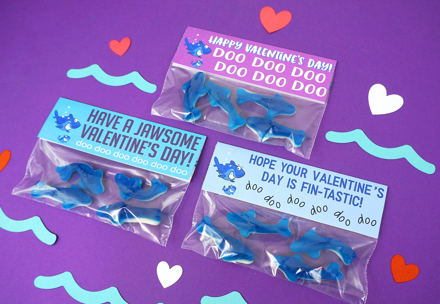 Cute Printable Shark Valentines Cards
