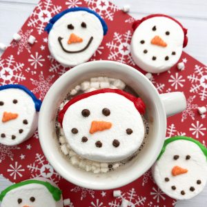 cute smiling marshmallows in hot cocoa