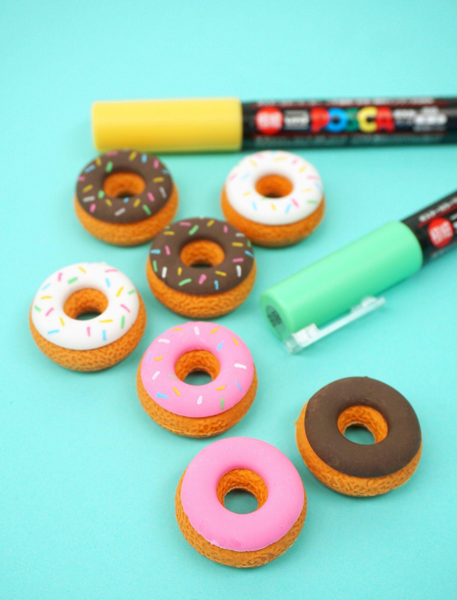 donut erasers and markers