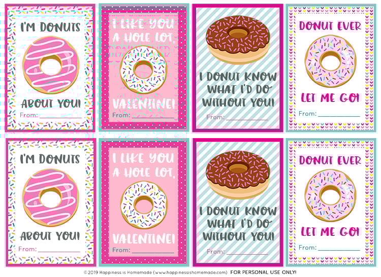 donut valentines day cards