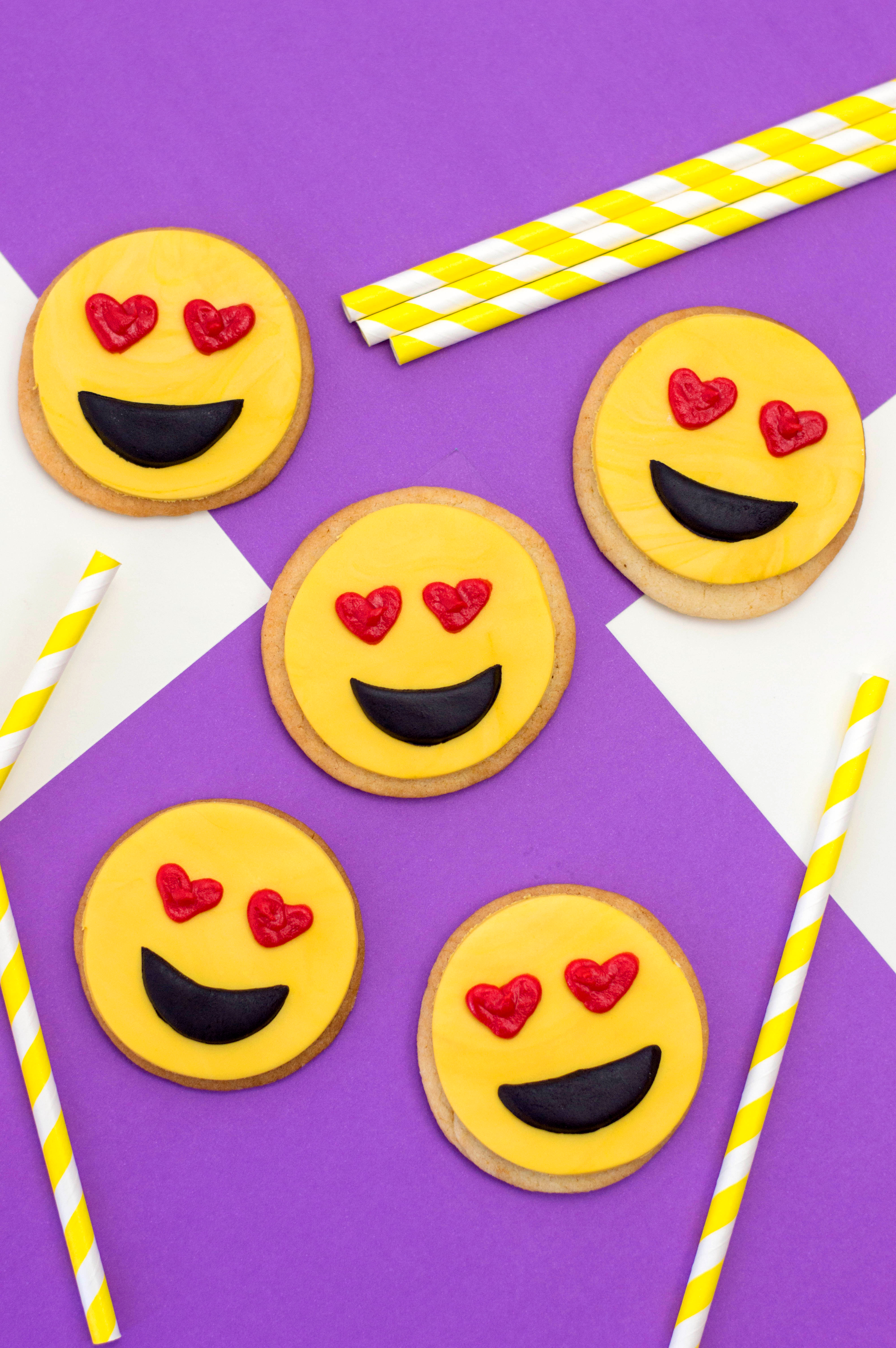 cute emoji themed cookies for kids parties