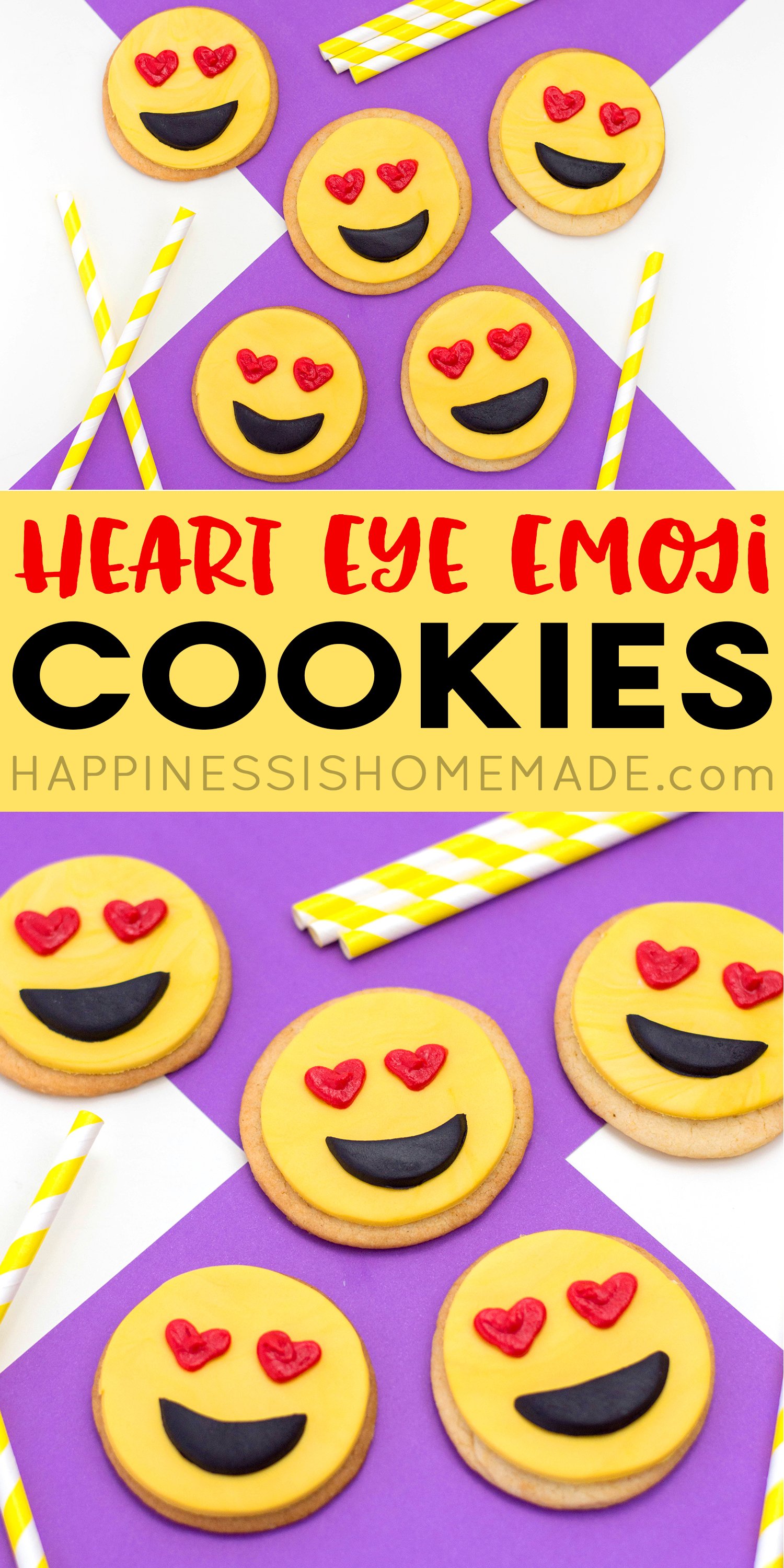 heart eye emoji cookies pin