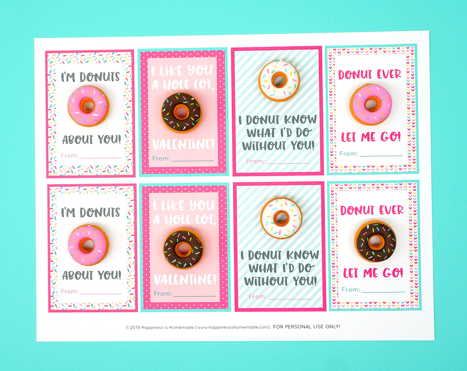 donut erasers on donut valentine cards