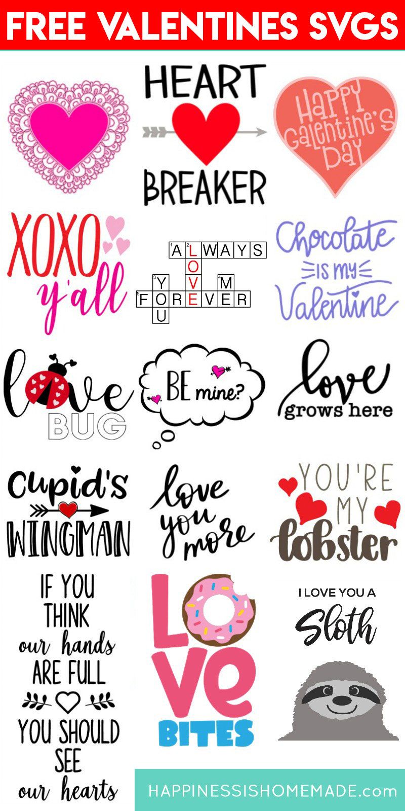free valentines svg file collection